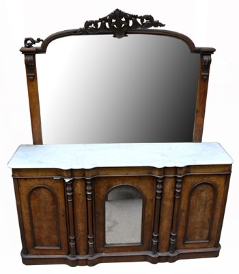 Lot 2729 - A Victorian burr walnut credenza, with raised...
