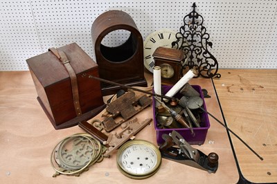 Lot 2138 - A collection of clock cases, parts and movements.