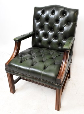 Lot 1721 - A reproduction mahogany framed green leather...