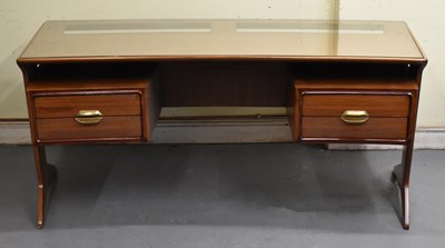Lot 46 - A large contemporary teak office desk, width...