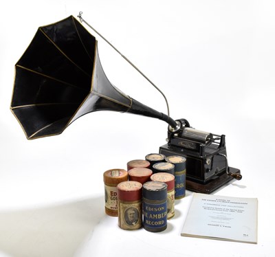 Lot 136 - THOMAS EDISON; a wind-up Gem phonograph, with...