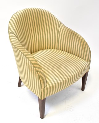 Lot 7 - An early 20th century walnut framed tub chair...