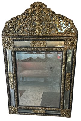 Lot 2 - A 19th century gilt metal mounted wall mirror,...