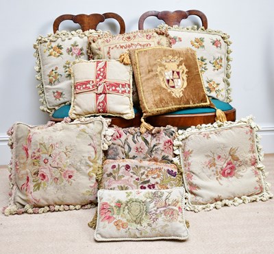 Lot 1408 - CHELSEA TEXTILES; eight tapestry cushions in...