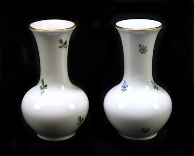 Lot 768 - WIEN VIENNA; a pair of hand painted bud vase,...
