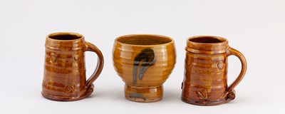 Lot 92 - CLIVE BOWEN (born 1943); a large slipware cup...