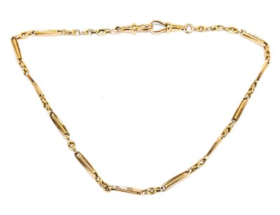Lot 1850 - A 9ct yellow gold fancy link watch chain,...