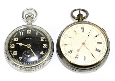 Lot 1802 - ELGIN; a gentleman's base metal crown wind...