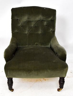 Lot 1550 - A Victorian library chair with button back...