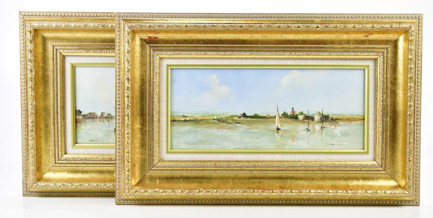 Lot 40 - TINA E STOKES; pair of oils on board, 'Topsham'...