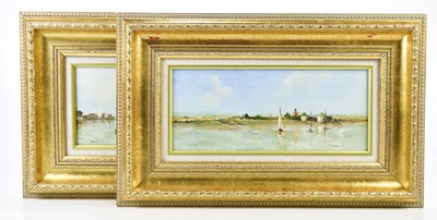 Lot 40 - TINA E STOKES; pair of oils on board, 'Topsham'...