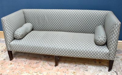 Lot 1695 - An Edwardian sofa, with patterned green...