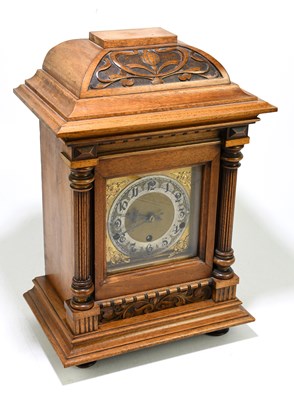 Lot 1375 - A German Art Nouveau carved walnut cased...