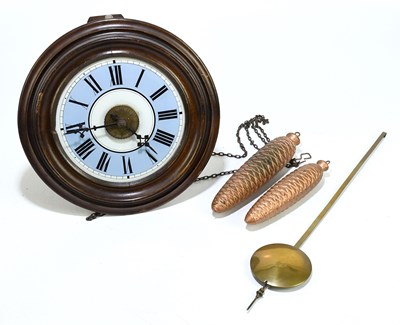 Lot 1393 - An early 20th century wall clock, the painted...