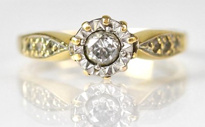Lot 704 - An 18ct yellow gold ring with illusion set...