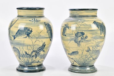 Lot 2201 - FANNY STABLE FOR DOULTON FAIENCE; a near pair...