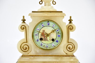 Lot 2101 - A French 19th century alabaster mantel clock...