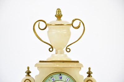 Lot 2101 - A French 19th century alabaster mantel clock...