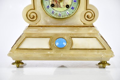 Lot 2101 - A French 19th century alabaster mantel clock...
