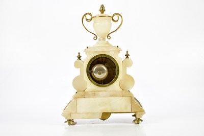 Lot 2101 - A French 19th century alabaster mantel clock...