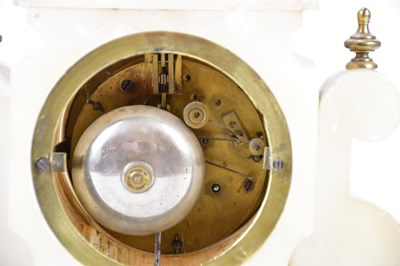 Lot 2101 - A French 19th century alabaster mantel clock...