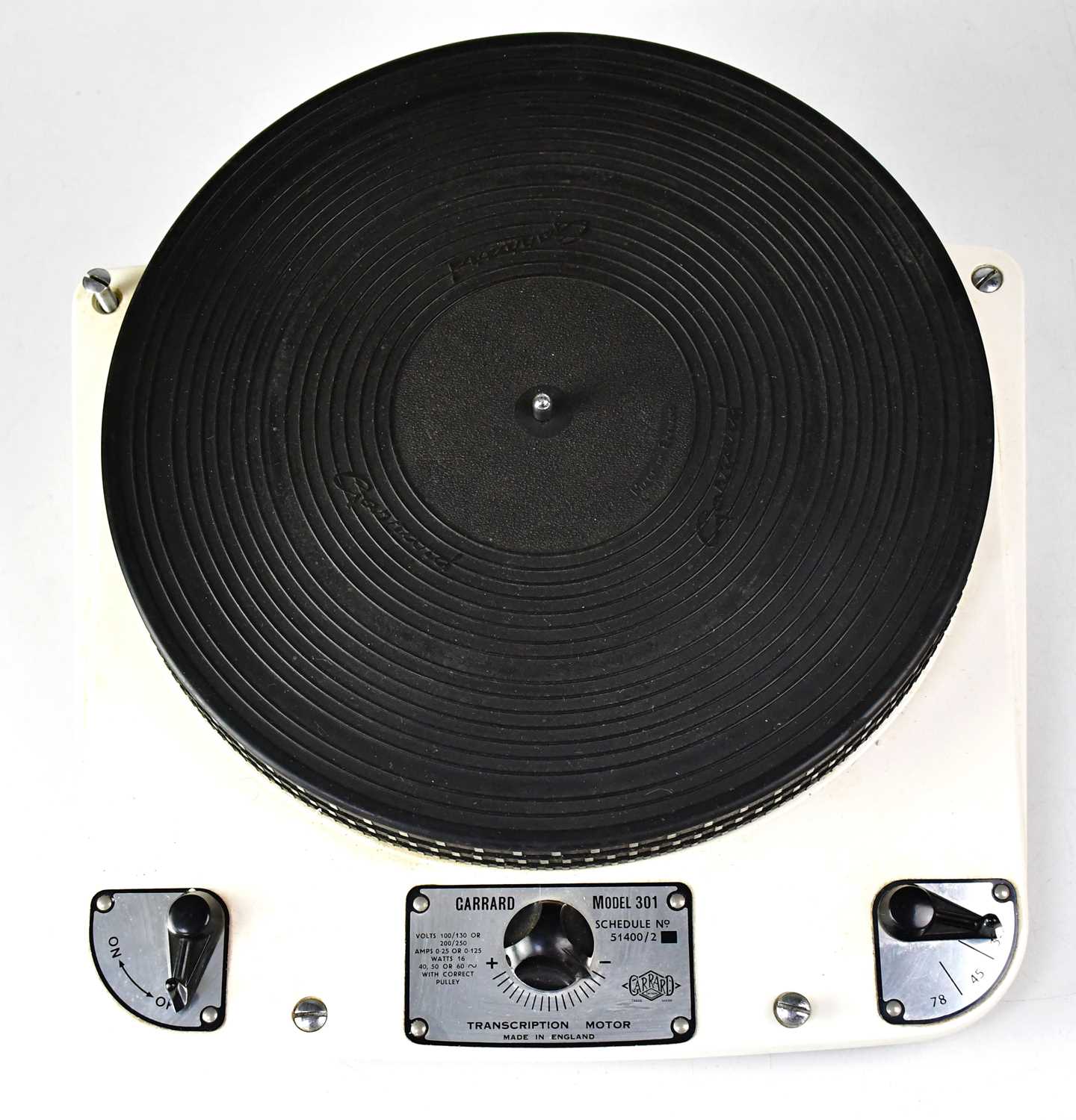 Lot 537 - GARRARD; a model 301 turntable in white,...