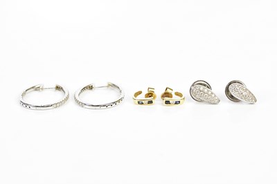 Lot 459 - A pair of 18ct white gold and diamond half...