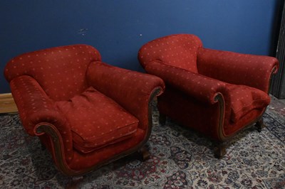Lot 100 - A pair of early 20th century walnut framed...