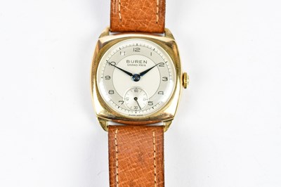 Lot 606 - BUREN; a gentleman's vintage 9ct yellow gold...