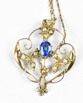 Lot 407 - An Edwardian Art Nouveau style 9ct gold...