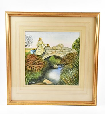 Lot 1647 - LESLIE SIMPSON; watercolour, maiden sitting on...