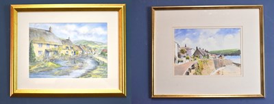 Lot 1646 - MARK KENT; watercolour, thatched cottages...