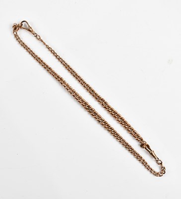 Lot 372 - A 9ct rose gold double Albert chain with twin...
