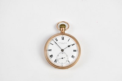 Lot 650 - A 9ct yellow gold crown wind open face pocket...