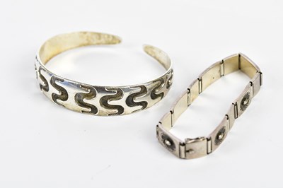 Lot 298 - GEORG JENSEN; a sterling silver panel bracelet...