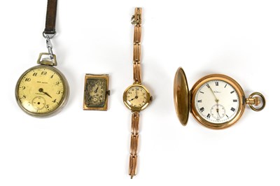 Lot 1803 - WALTHAM; a gold plated crown wind full hunter...