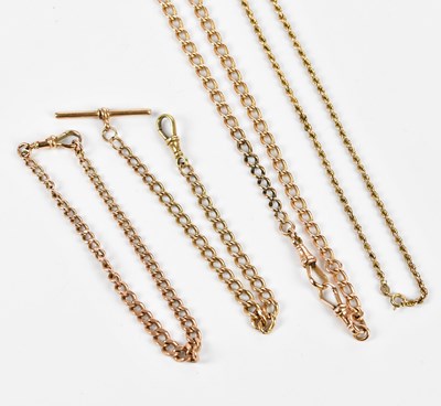 Lot 317 - A 9ct rose gold Albert chain, length approx...