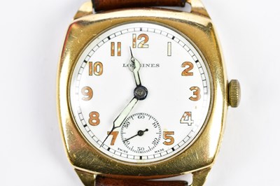 Lot 607 - LONGINES; a gentleman's vintage 9ct yellow...