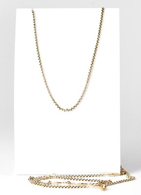Lot 816 - A 9ct yellow gold muff chain with sections of...