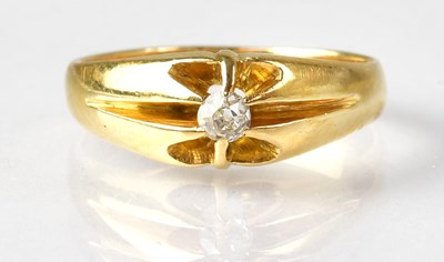 Lot 705 - An 18ct yellow gold diamond solitaire ring,...