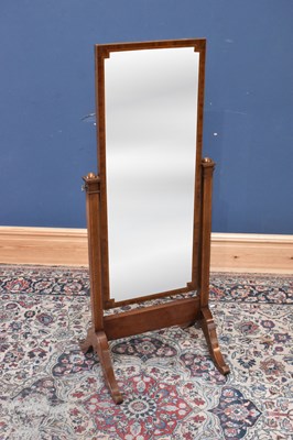 Lot 61 - An Edwardian mahogany inlaid cheval mirror,...