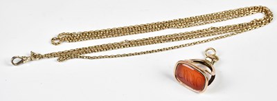 Lot 339 - A Victorian yellow metal seal, with engraved...