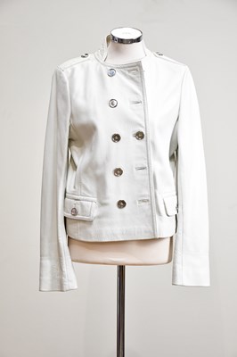 Lot 905 - DOLCE & GABANNA; a short white leather fitted...