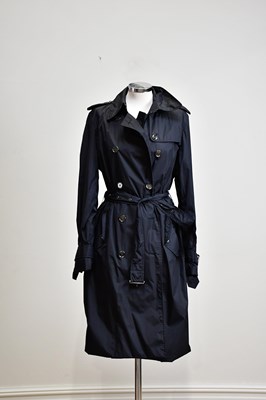 Lot 878 - BURBERRY; a full length black mac trench coat...
