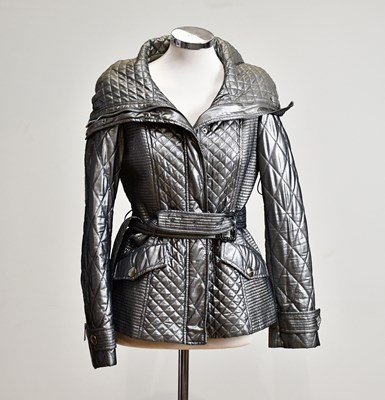 Lot 902 - BURBERRY; a silver metallic short fitted...
