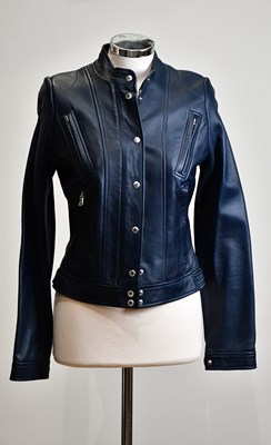 Lot 890 - DOLCE & GABANNA; a short navy blue leather...
