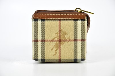 Lot 858 - BURBERRY; a Nova check faux leather and tan...
