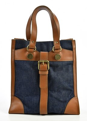 Lot 736 - DOLCE & GABANNA; a blue denim and tan thick...
