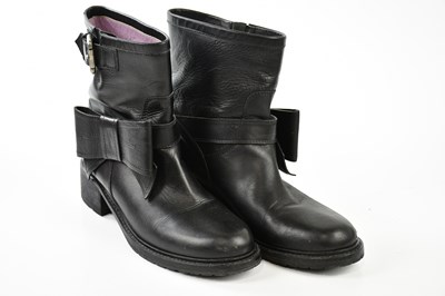Lot 946 - RED VALENTINO; a pair of black leather short...