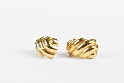Lot 477 - A pair of 9ct yellow gold half shallow hoop...